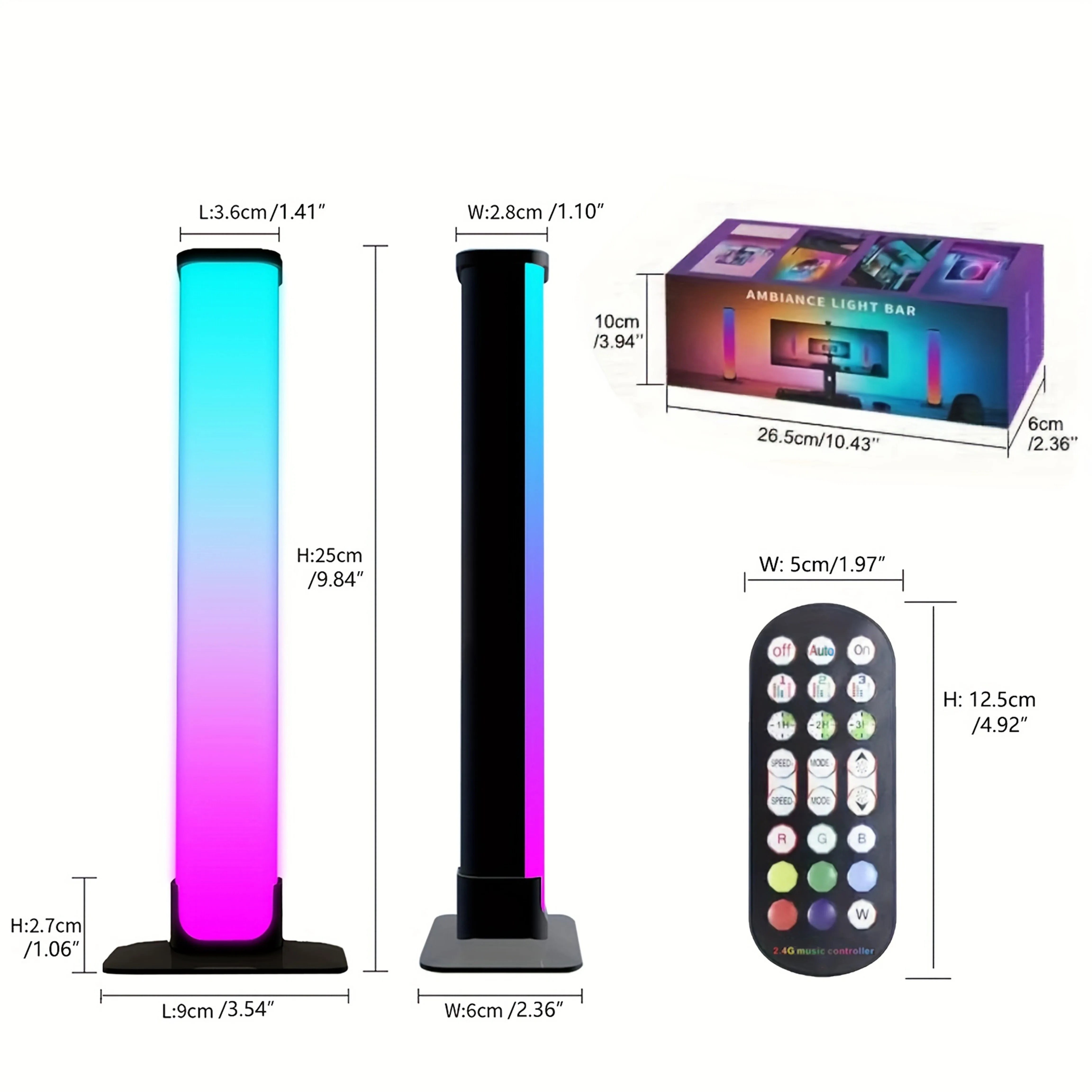 RGB Smart LED Light Bars, 2pcs/set USB Desktop Atmosphere Lights, Rhythm Lamp, RGB Night Light With Remote Control And APP Contr