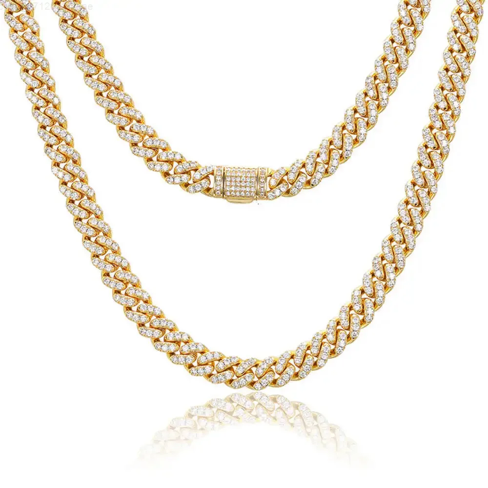 

Hip Hop Jewelry 8mm Gold Plated 925 Sterling Silver Vvs Moissanite Diamond Iced Out Cuban Link Chain Necklace for Men Women
