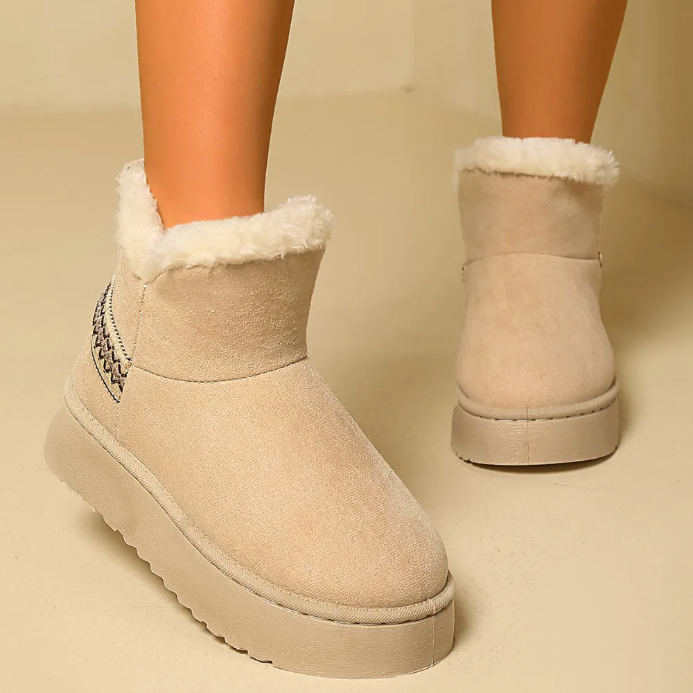 New Winter Women's Suede Snow Boots with Thick Soles Anti Slip and Warm Cotton Shoes Ethnic Style Short Tube Women's Boots view 4