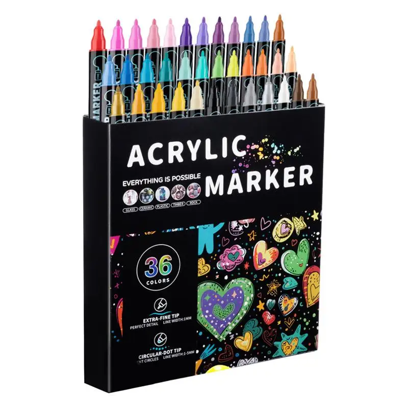 

Acrylic Paint Markers Double Tip Drawing Art Markers Water Soluble Acrylic Paint Markers Thin & Round Tips For Rock Canvas