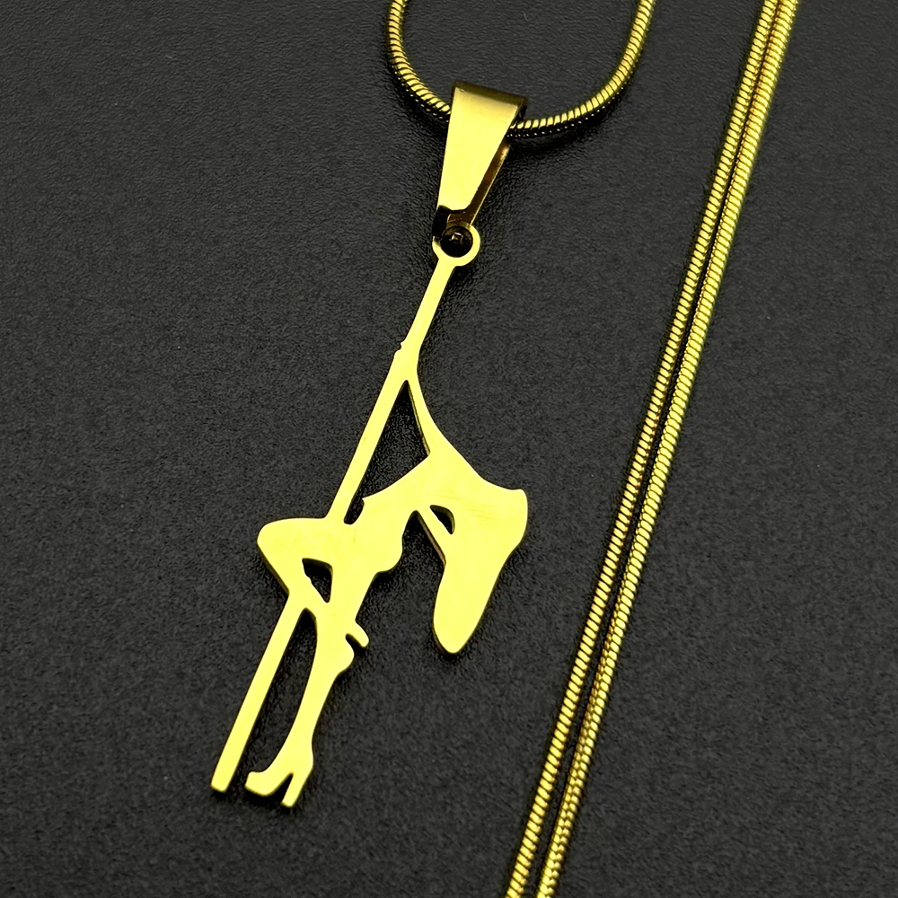 Pole Dance Mädchen Musikalische Kette Frauen Männer Edelstahl Goldfarben Kunstliebhaber Rhythmische Gymnastik Anhänger Halskette Schmuck Geschenke – Detail 5