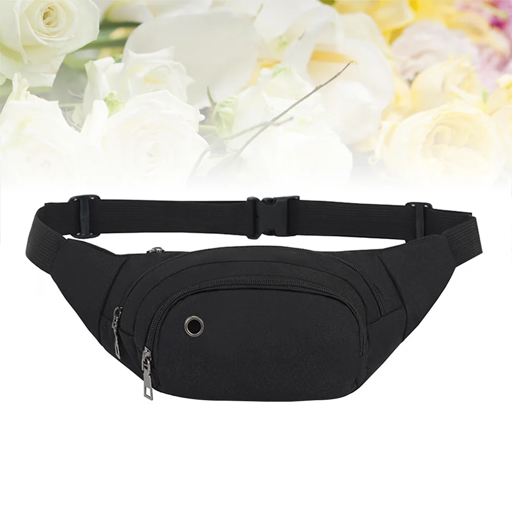 

Casual Sports Waist Bag Black Lightweight Large Capacity for Hiking Running Walking Climbing Camping Outdoor Waist Bag
