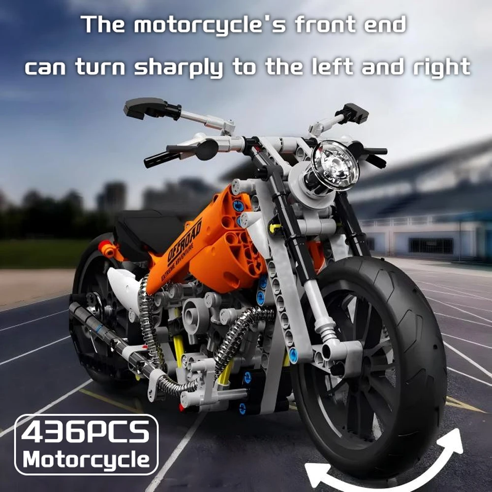 2026 436ピース テクニカルバイク車両 組み立てブロック モーターブリック 静態キット おもちゃ 男の子向け DIY オートバイモデル 誕生日プレゼント