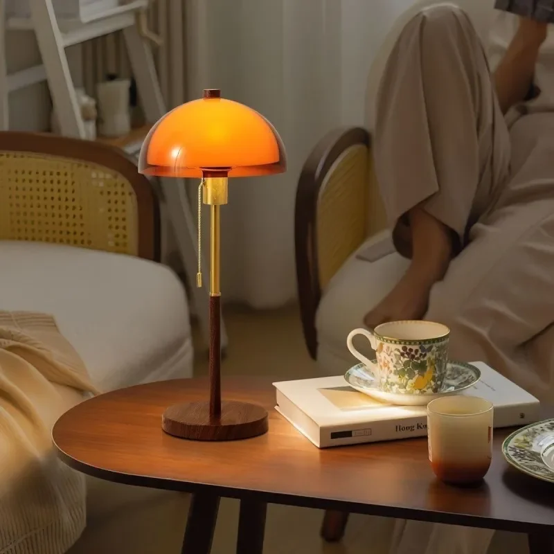 for French Retro Medieval Style Pull Cable Desk Lamp for American Bedroom Bedside Wabi-sabi Living Room Hotel Premium
