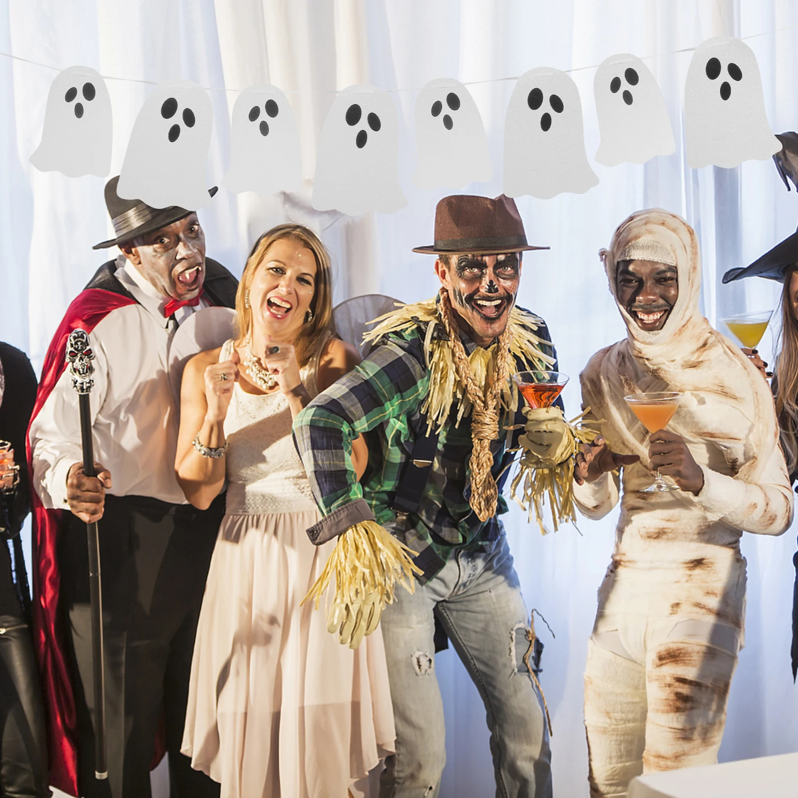 

Creative Foil Ghost Flags Decoration Halloween Banners Horror Party Ornament Decorations for Wall Shelf Tree Indoor Outdoor