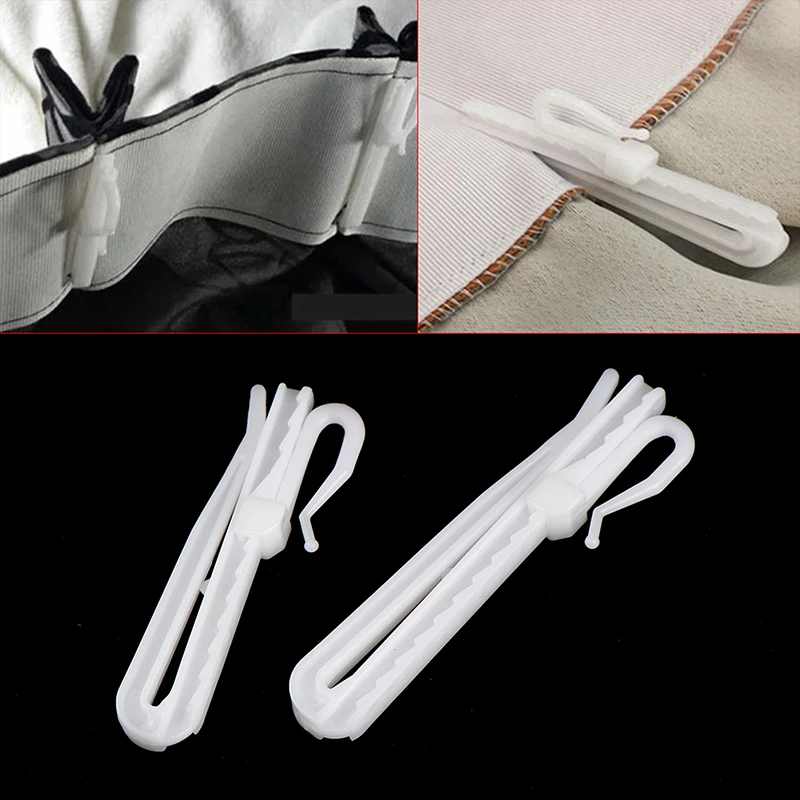 【S】10Pcs Curtain Hanging Hooks Ring Window White Plastic Curtain Hook Home Office Curtain Accessories