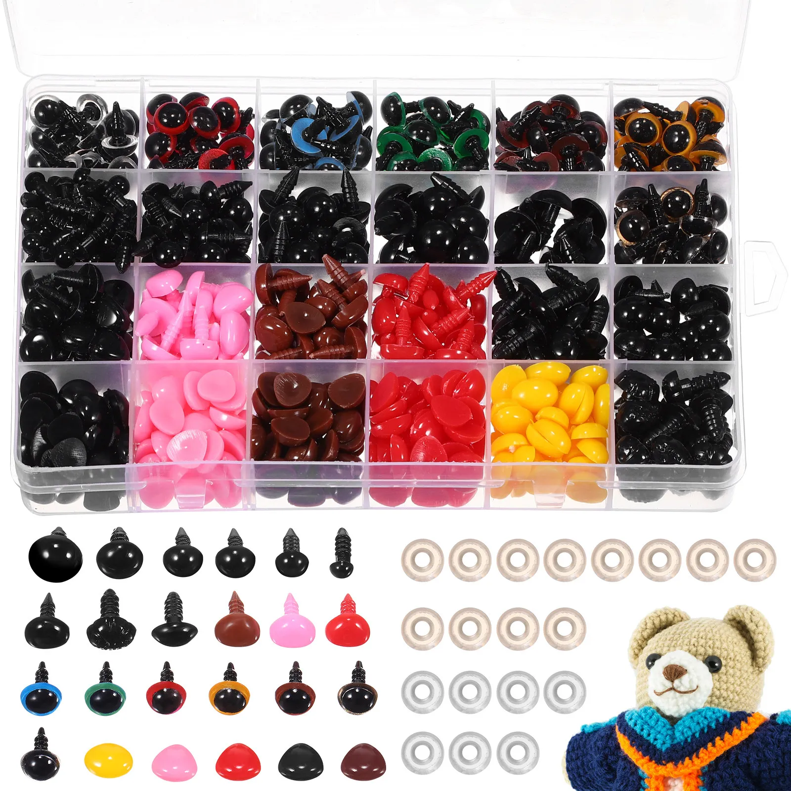 1028Pcs Boxed Crochet Safety Eyes Realistic Look DIY Embroidery Ample Supply Easy Installation Wide Application Craft Pattern