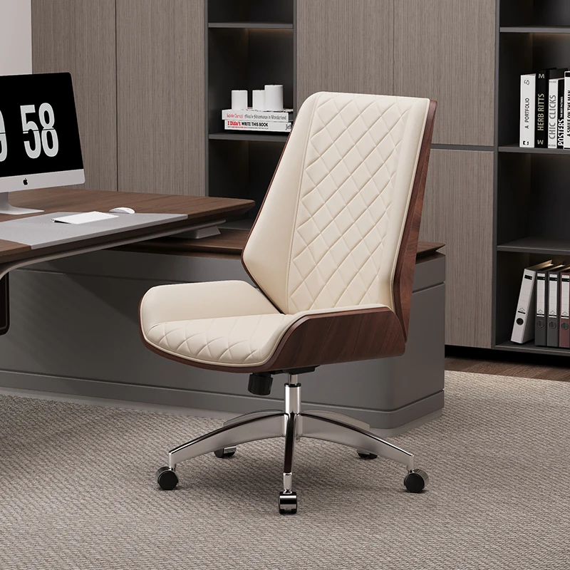 Chair Office Meeting Leather Seat Adjustable Reclining Swivel Computer Chair Home
