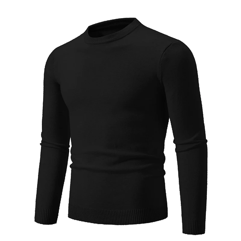 Autumn Men\'s Knitwear Thin Basic Elastic Slim Fit Inner Layer Thin Sweater Solid Color Casual Versatile