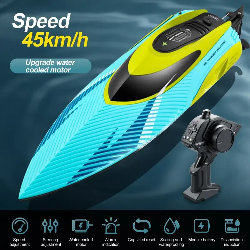 

Радиоуправляемый скоростной катер S3 с подсветкой, 45 км/ч, высокоскоростная гоночная лодка на аккумуляторе с сигнализацией о низком заряде батареи и превышении диапазона, игрушка-катер, подарок