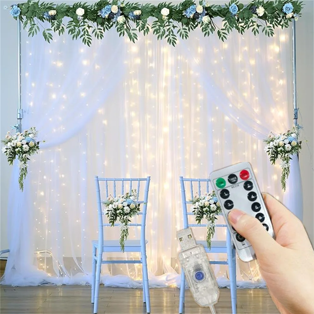 

3/6M 8 Mode USB Curtain String Lamp Holiday Decor Party Birthday Wall Decoration LED Garland Wedding Fairy Light Christmas Light