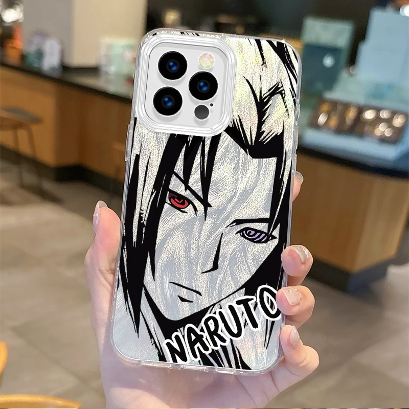 Cool N-Narutos Uchiha Sasuke Anime Gradient For iPhone 16 Pro Max Case 15 14 13 12 11 8 7 Pro Max Plus XS XR Hard Non-Slip Cover