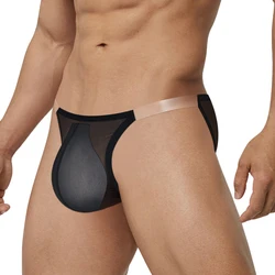 Men's Sexy See Through Underwear Ultra-thin Mesh Lingerie Bulge Pouch G-String Thong Man Briefs Seamless Breathable Underpants