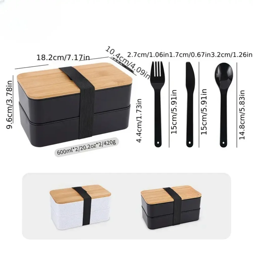 صندوق غداء بينتو للبالغين، مجموعة حاوية تخزين طعام من طبقتين مع أدوات مائدة للأطفال/الأطفال، ميكروويف وأمان للاستخدام في غسالة الأطباق #2