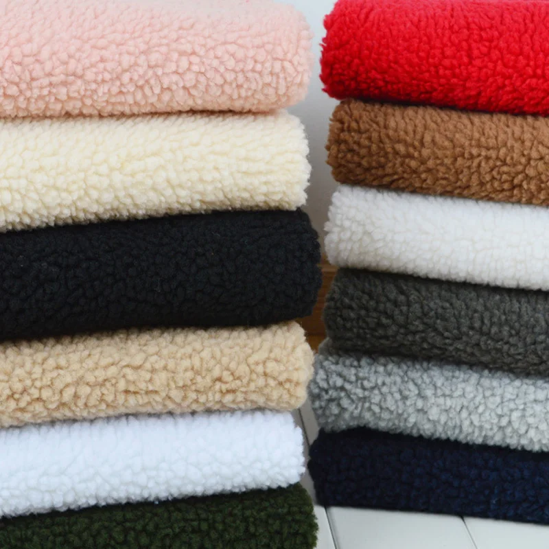 Lamb wool fabric Thicken polar Fleece fabric Clothing Lining Plush Shoes Hats Warm Lining Handmade DIY Knitted Cloth Sewing