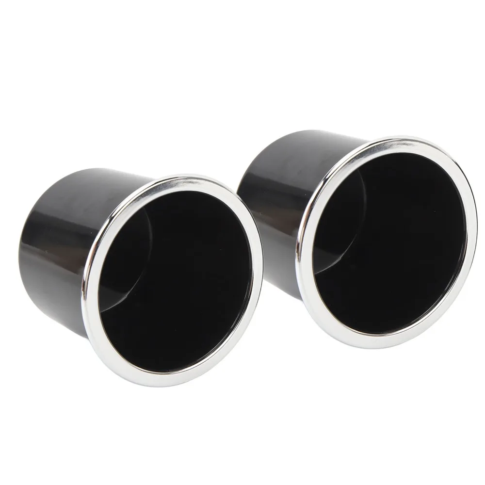 

2 Pcs Stable Support Black Cup Holder 73mm 2.87 Inch Can Holder with Silver-plated Edges Drop in Cup Holder Car