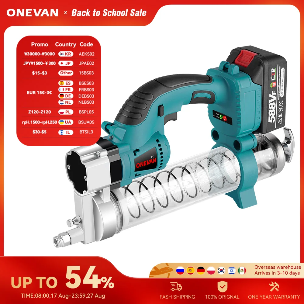 ONEVAN 69Mpa 10000PSL pistola elettrica per grasso iniettore di olio macchina per grasso pistola elettrica per grasso strumenti Hardware per batteria Makita 18v