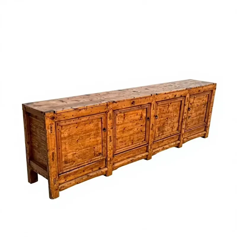Vintage Chinese Style TV Cabinet Retro Traditional Living Room Furniture Country Home Decor Wooden Media Console Storage Unit