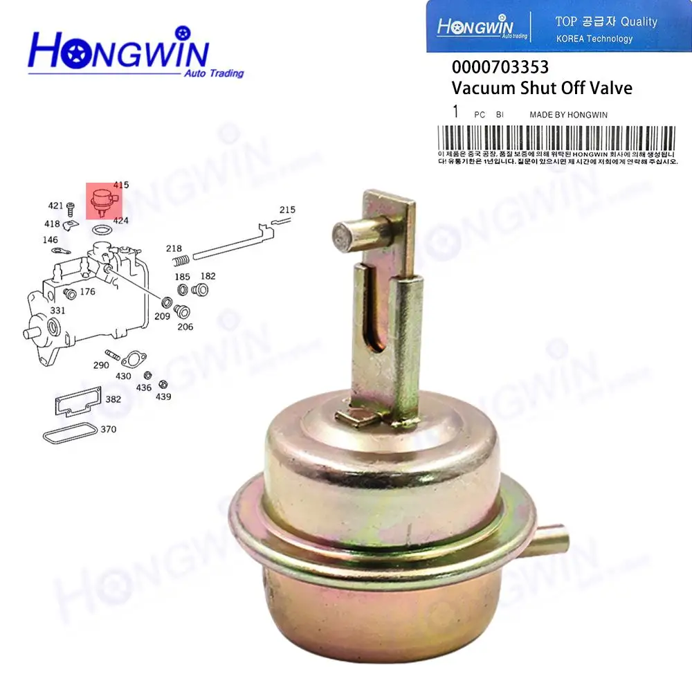 2 Piezas 1427133091 Válvula de Cierre de Vacío del Inyector de Combustible 0000703353 para Mercedes-Benz W124 190 W201 240D 300D 300SD 300CD 300TD