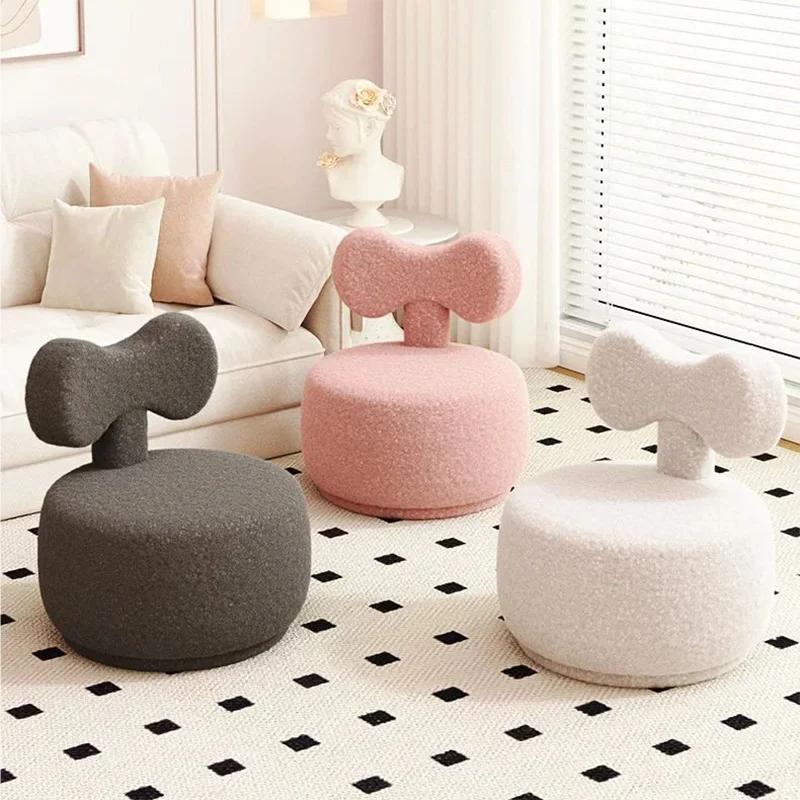 

Stool Home Lamb's Wool Small Bench Living Room Sofa Stool Backrest Small Chair Swivel Chair Storage Short Coiffeuse Muebles