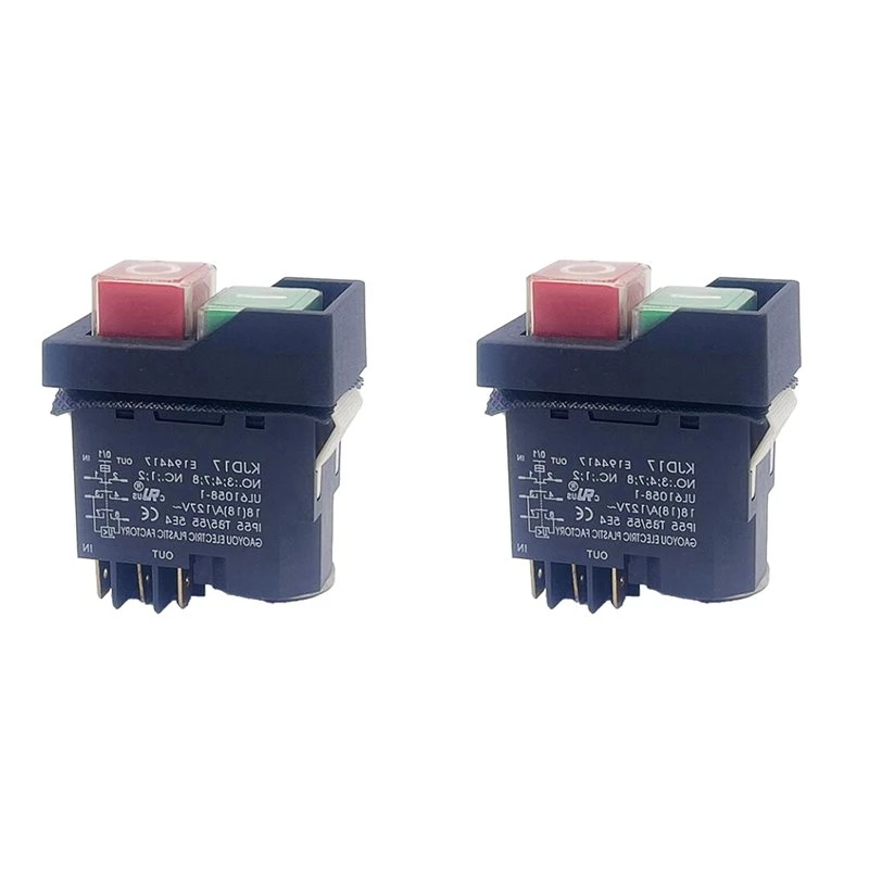 T21C 2X KJD17 6 Pins Electromagnetic Start Push Button Switches 18A AC127V IP55 Waterproof Equipment Safety Switch