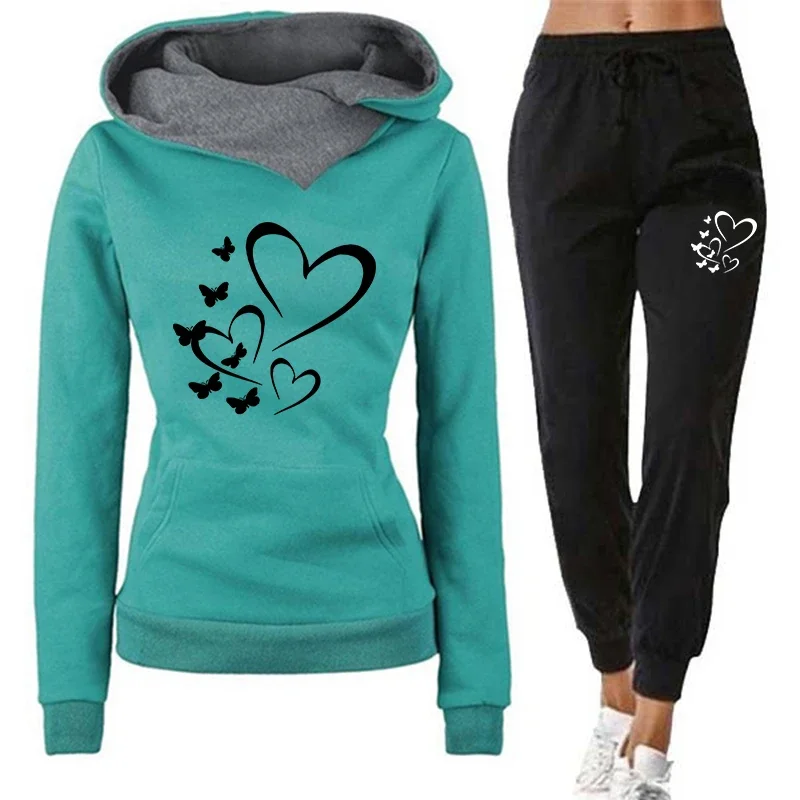 

Hoodies Women's Twopiece Set Casual Printing Full Sets Sports Comfort Outdoors Daily High Quality Jogging Gym Woman Fashion Suit