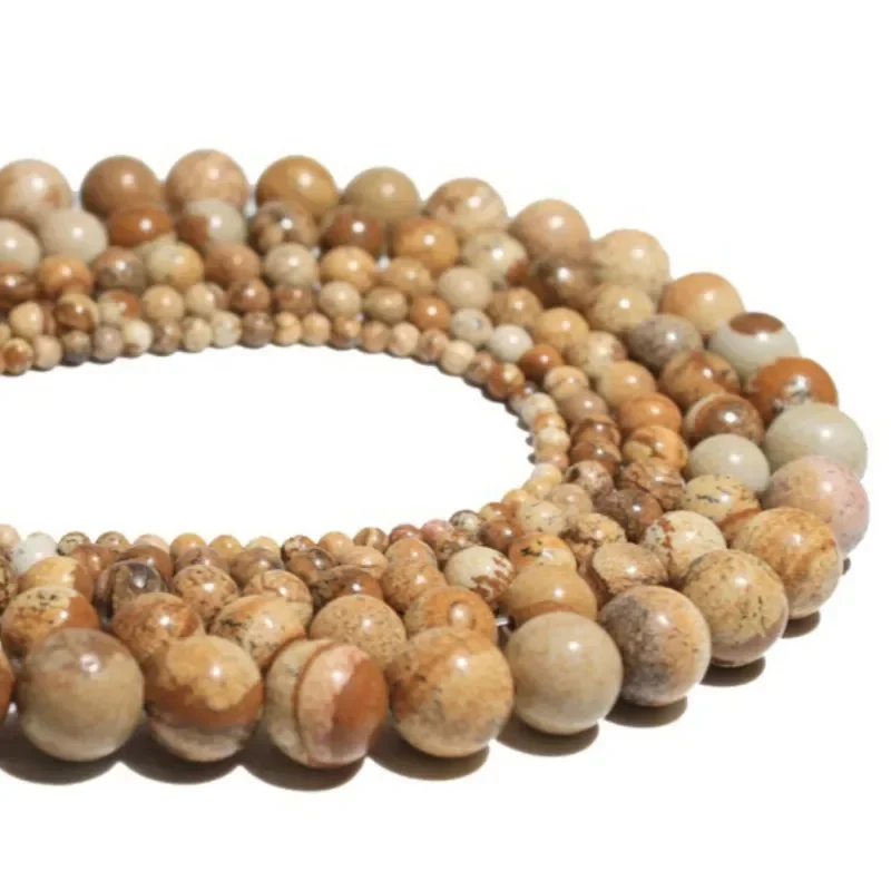 

Picture Jasper Beads Polished Round Loose Stone Bead for Jewelry Making 4/6/8/10MM