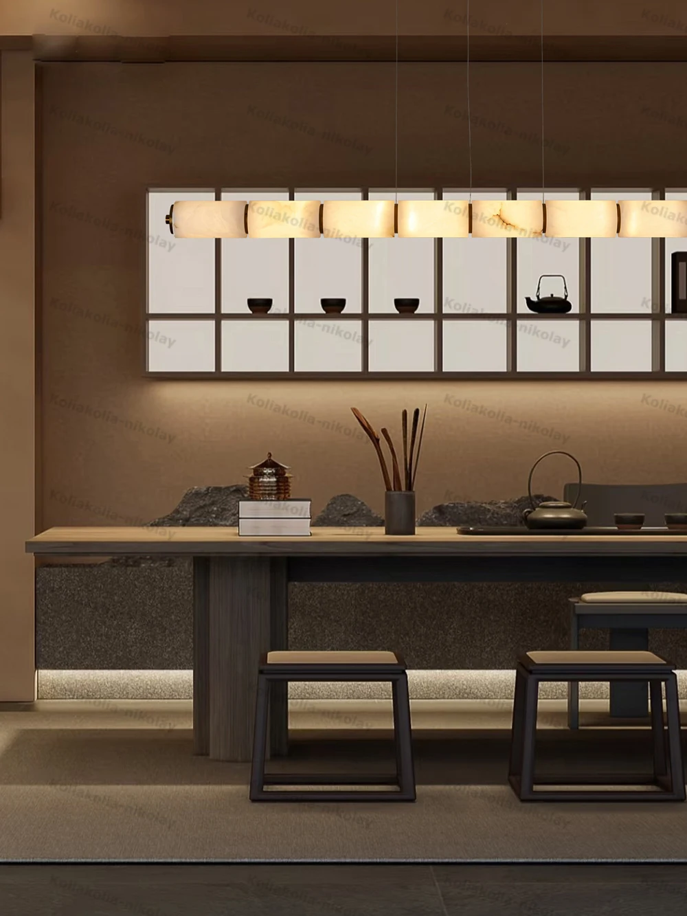 Marble Collection Linear Dimmable LED 2026 Chandelier Alabaster Pendant Light Suspension Luminaire