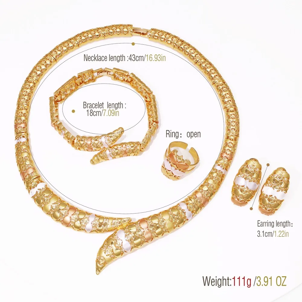 2025 New Women Jewelry Set Exaggerate Large Necklace Bracelet Oval Stud Earring Hight Quality 18K Gold Plated Jewellery Gifts