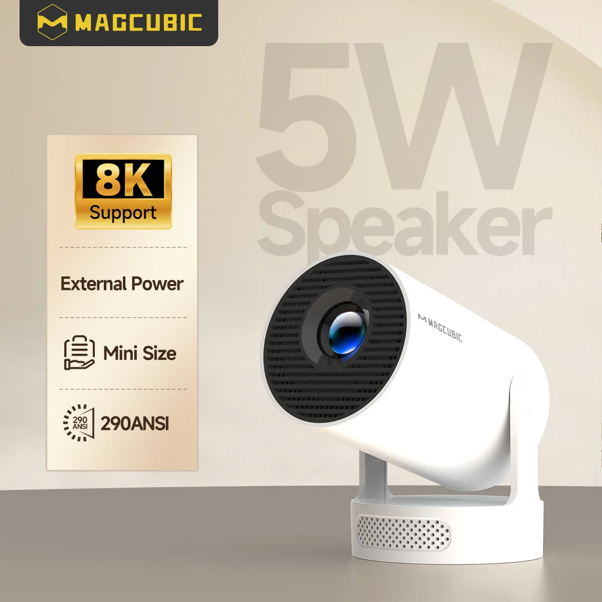 Proiettore per Home Cinema Magcubic HY300Pro Plus con Telecomando Vocale, 290ANSI Nativo 720P Decodifica 8K, Dual WiFi6 BT5.4 Allwinner H726