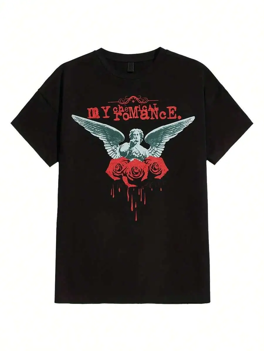 MCR Band Emot-Shirt 220G 100% Cotton Trendy Y2K Short-Sleeve Tee-Soft, Quick-Drying, Moisture-Wicking; Ideal Sports Casual Wear;