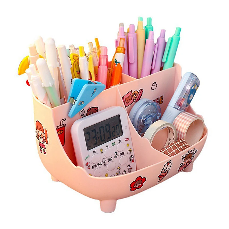 1 st Cartoon Potlood Houder Ins Bureau Organizer Voor Meisjes Kawaii Desktop Penhouder Grote capaciteit Leuke Briefpapier Opbergdoos