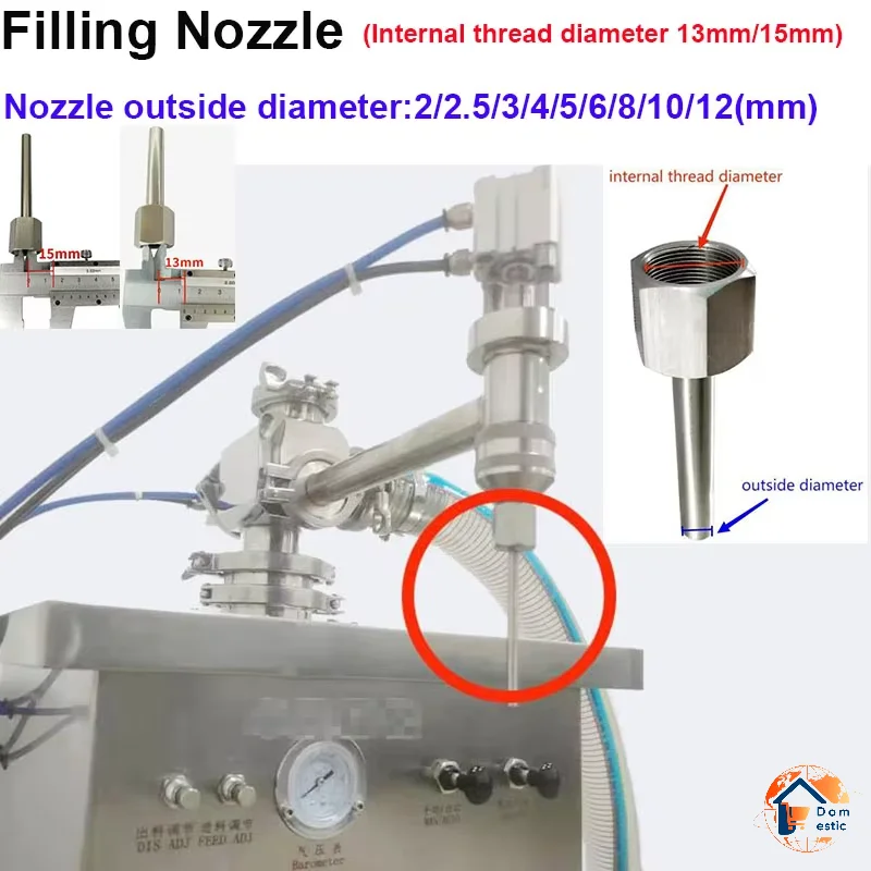 Filling Nozzle Of Horizontal vertical Paste Liquid Filling Machine Accessories 2 to 12mm Filling Nozzle diameter