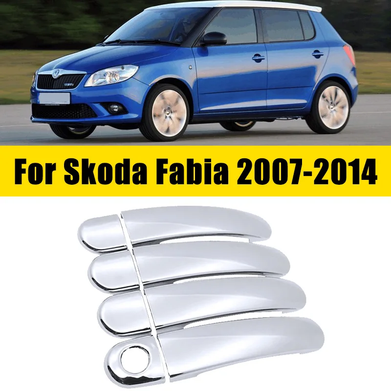 Door Handle Cover Chrome For Skoda Fabia Mk2 5J MG 2007-2014 2008 2009 Luxurious Anti-scratch Car Door Trim ABS Car Accessories