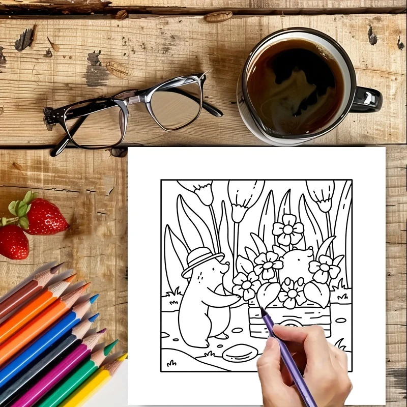 Libro para colorear estilo Cutie de 28 páginas para adultos |   Libro para colorear, útiles de dibujo para Navidad, Acción de Gracias