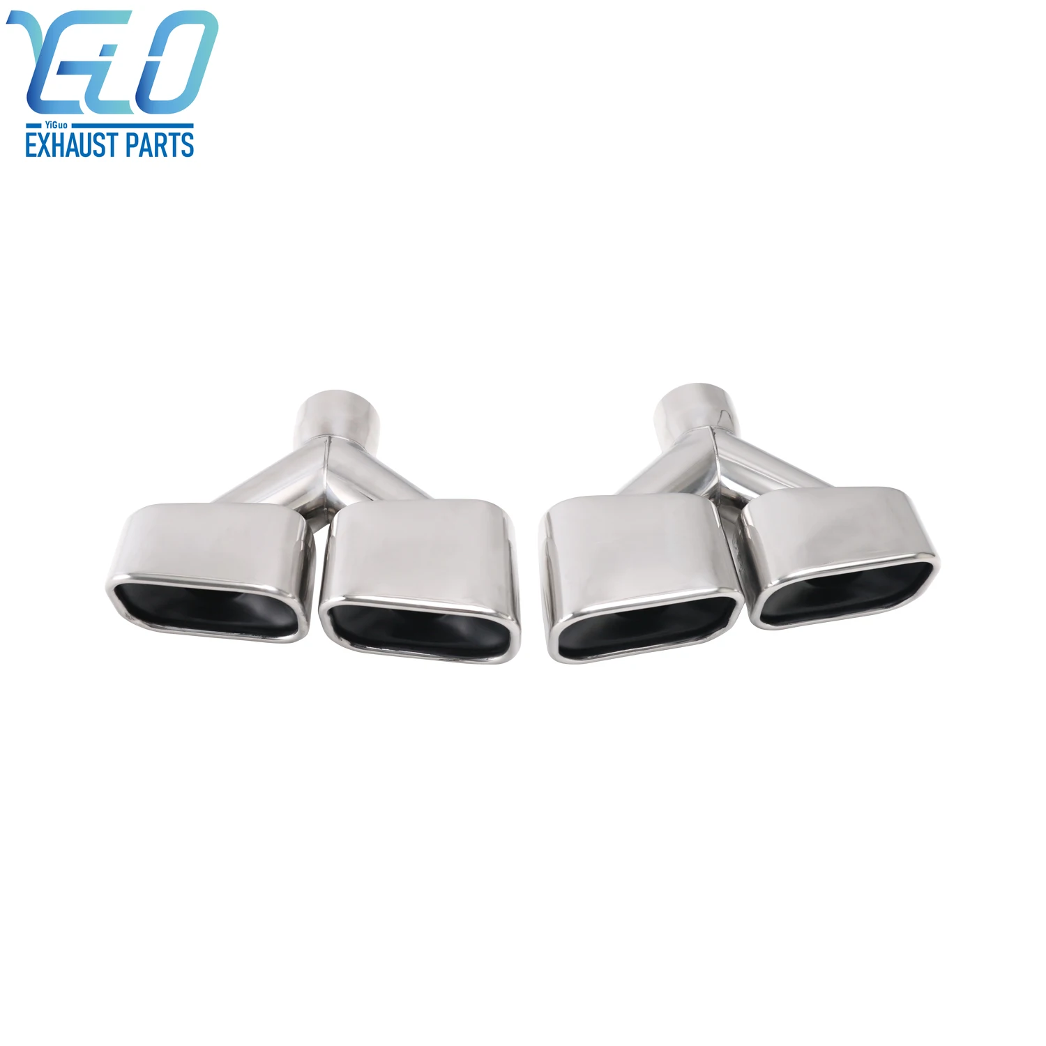 

1pcs Y style Car Dual Exhaust Tip 63mm Inlet Stainless Steel Chrome Silver square Muffler Tail Pipe end Tips