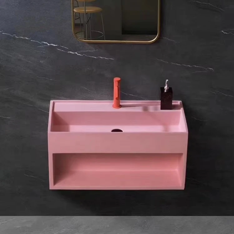

Grey Sink Wall Hung Artificial Stone Bathroom Sinks Solid Surface Washbasin
