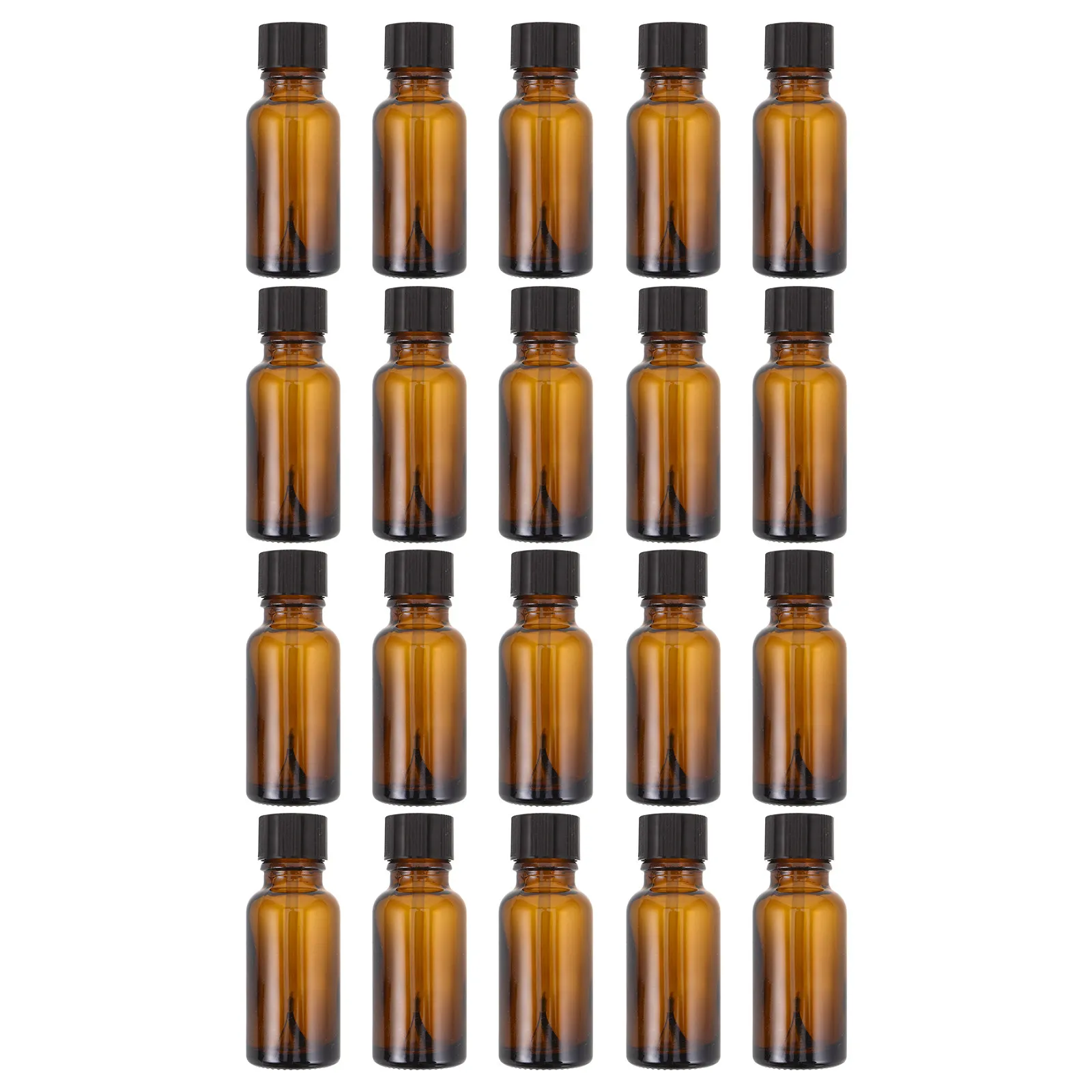 20Pcs Lab Brown Glass Vials Amber DIY Nail Polish Bottles Brush Cap Cylindrical Sample Containers Travel Essential Oil Storage