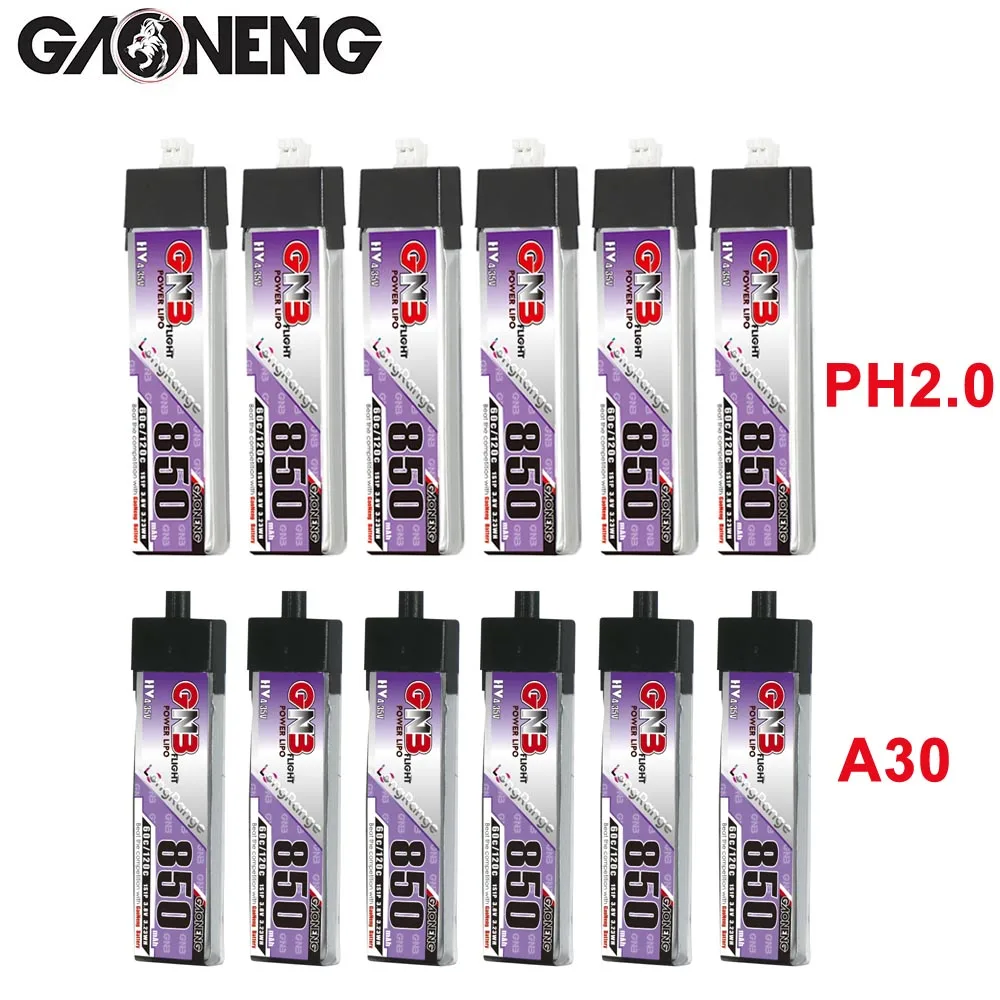 

6PCS GNB 3.8V HV 850mAh 1S 60C/120C 4.35V Lipo Battery With A30 /Ph2.0 Plug Connector For RC Quadcopter FPV Drone DIY Parts LiHV