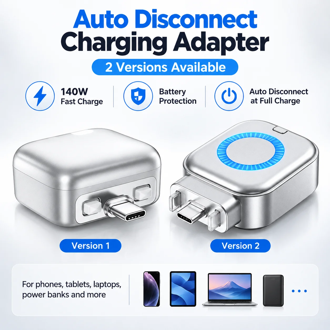 140W Smart Full Charge Separator Type C Charging Adapter Selfcut Overcharge Prevention Separator Auto Disconnect Charger Adapter