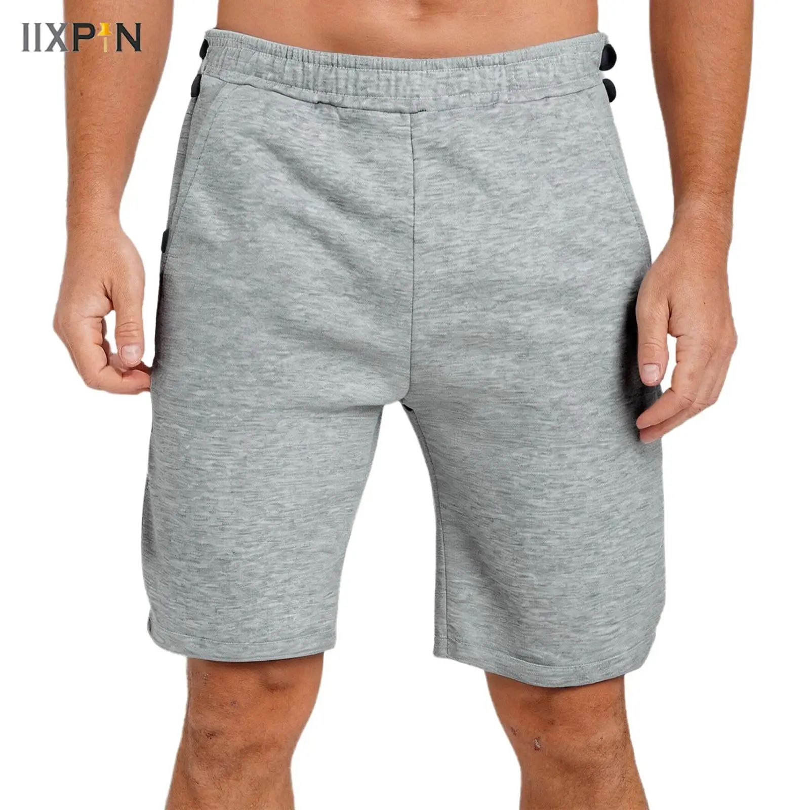 

Men's Tear Away Workout Shorts Pressing Buttons Elastic Waist Side Pockets Fifth Pants Basketball Shorts for Gym Sports Running