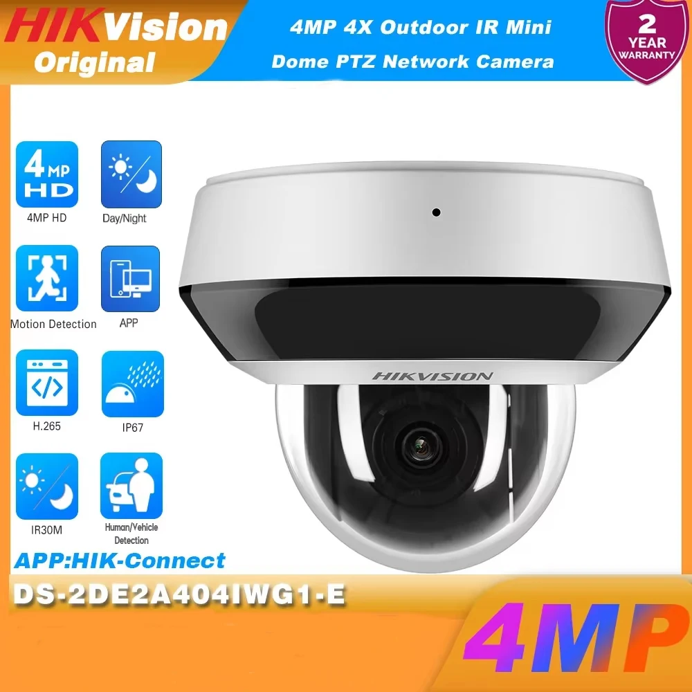 Hikvision DS-2DE2A404IWG1-E IP-Kamera 2,8-12MM Sicherheitskamera mit integriertem Mikrofon PoE 4MP 4X Außen-IR-Mini-Dome-PTZ-Netzwerkkamera