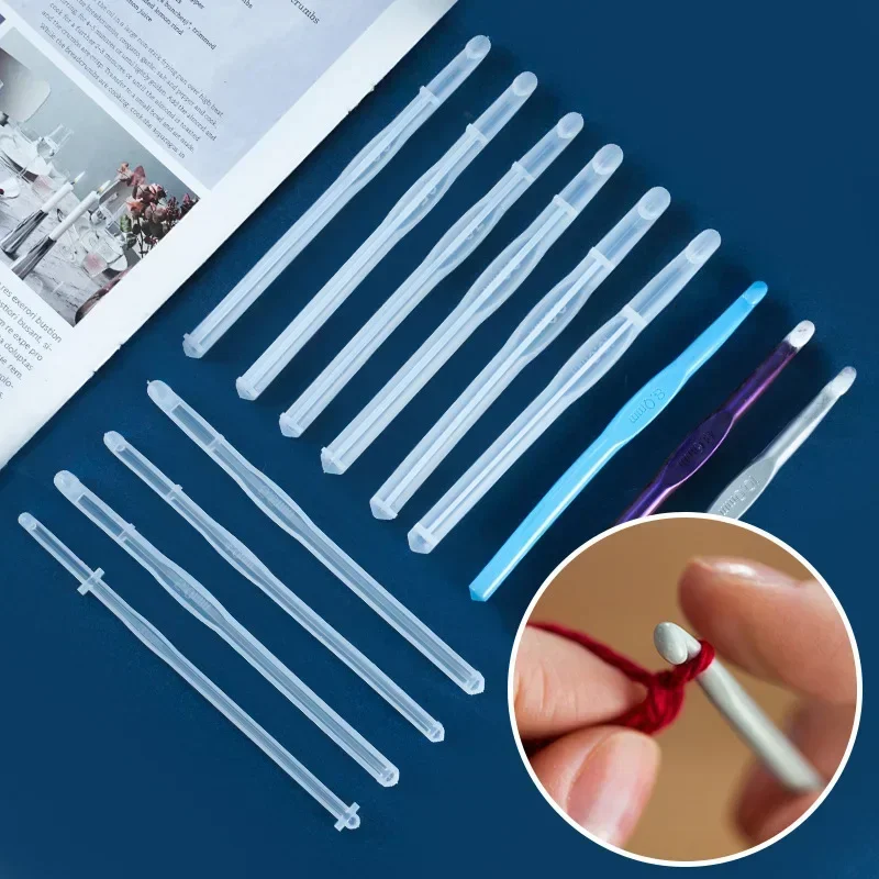 10 Styles Hand Woven Sweater Tools DIY Crochet Hooks Resin Molds Knitted Sweaters Scarves Casting Silicone Molds Handicrafts
