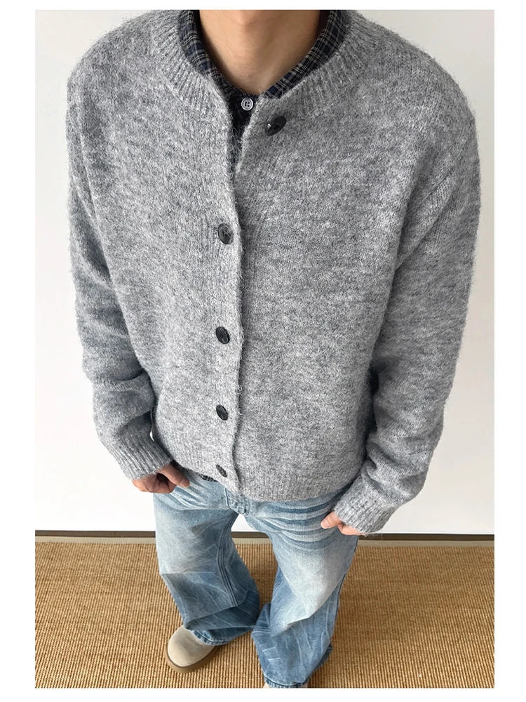 

Мягкий уютный американский Sle Cleanfit круглый вязаный свитер, пальто на одной пуговице для мужчин и женщин, осенняя повседневная модная одежда для пар