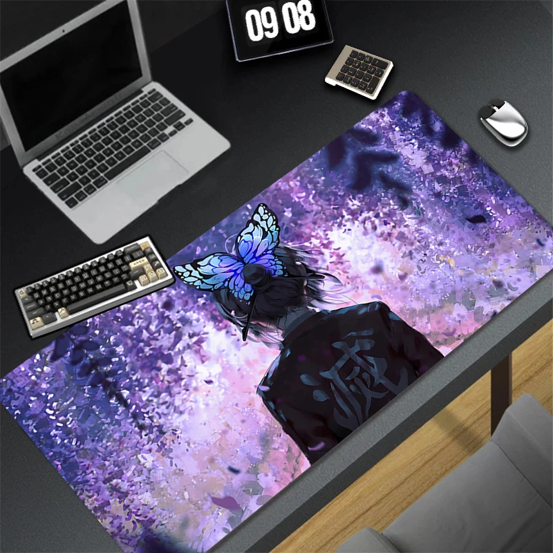 

Wisteria Flower Mouse Pad Laptop Purple Anime Girl Keyboard Rug Demon Slayer Kochou Shinobu Mousepad PC Butterfly Gamer Desk Mat