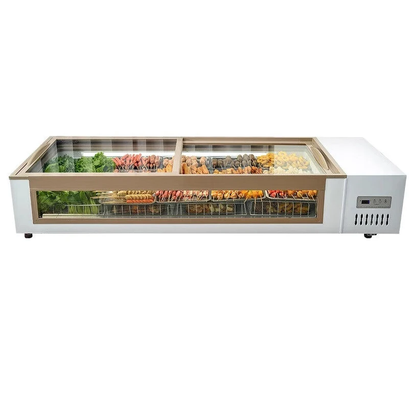 

Barbecue Display Refrigerated Horizontal Refrigerator Cooked Food Fresh Cabinet Small Stall Refrigerator Freezer Customized
