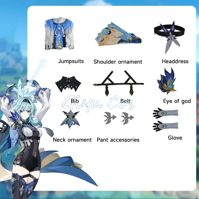ZA01 Genshin Impact Eula Cosplay Adulto Carnaval Uniforme Anime Trajes de Halloween Mulheres GameZa0 @