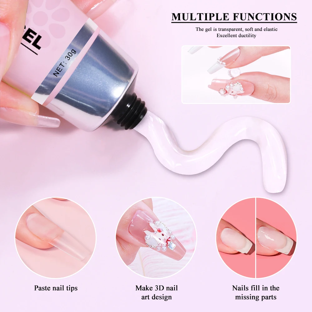 

LIMEGIRL Solid Nail Tips Gel for False Nail Tips 30g UV 3D Nail Gel Long Lasting Manicure Bond Acrylic Nails Extension Fake Nail