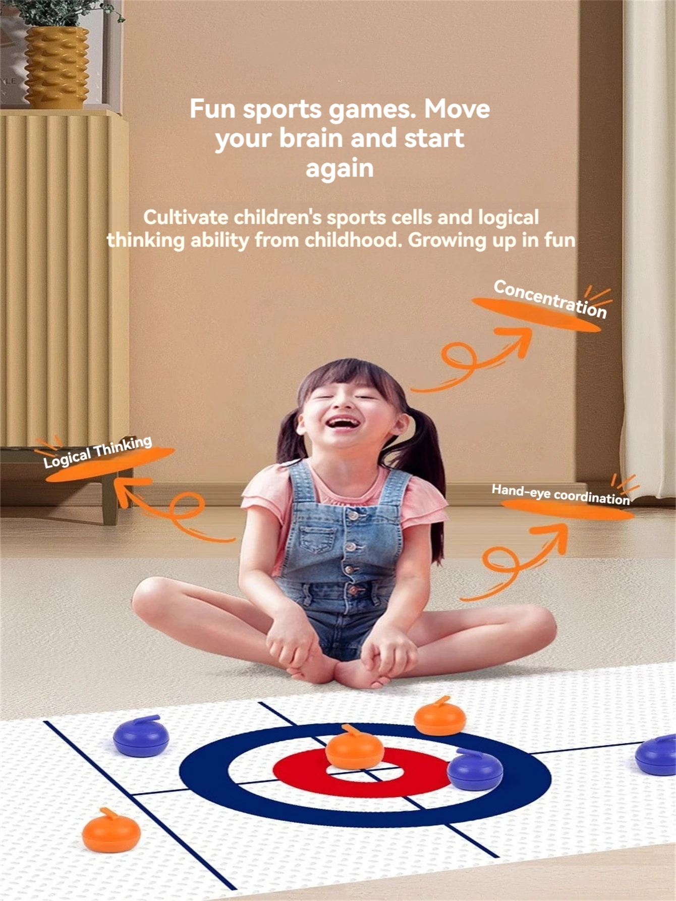 Table curling, dry land ice hockey, portable indoor party, party, tabletop game suitable for boys and girls aged 3-12, toys