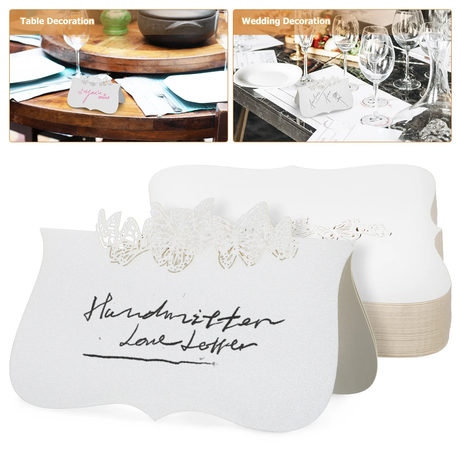 

50 Pcs Seat Card Placecards for Table Butterfly Name Tent Setting Wedding Paper